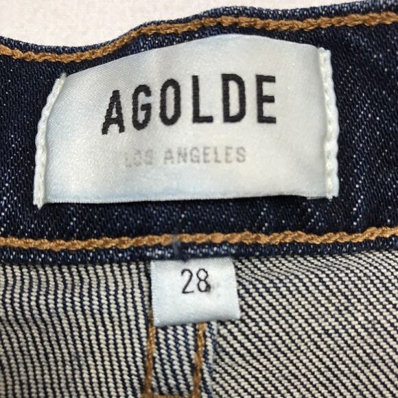 AGOLDE Pinch Waist Skinny Jeans Women 28x30 Dark Wash Blue Whisker USA Stretch - Picture 10 of 16